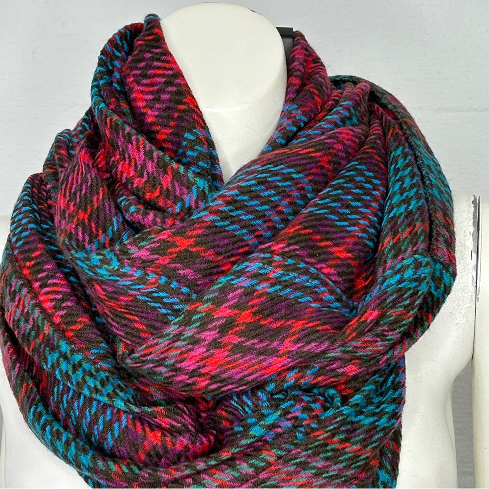 Modena Plaid Blue and Red Infinity Scarf Circle Loop Fashion Cozy Cabin NEW